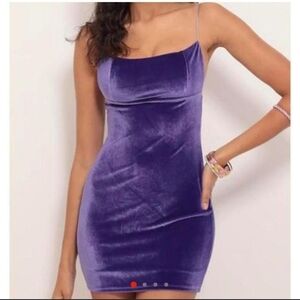 Lucy in the Sky Velvet Mini Dress in Violet Purple